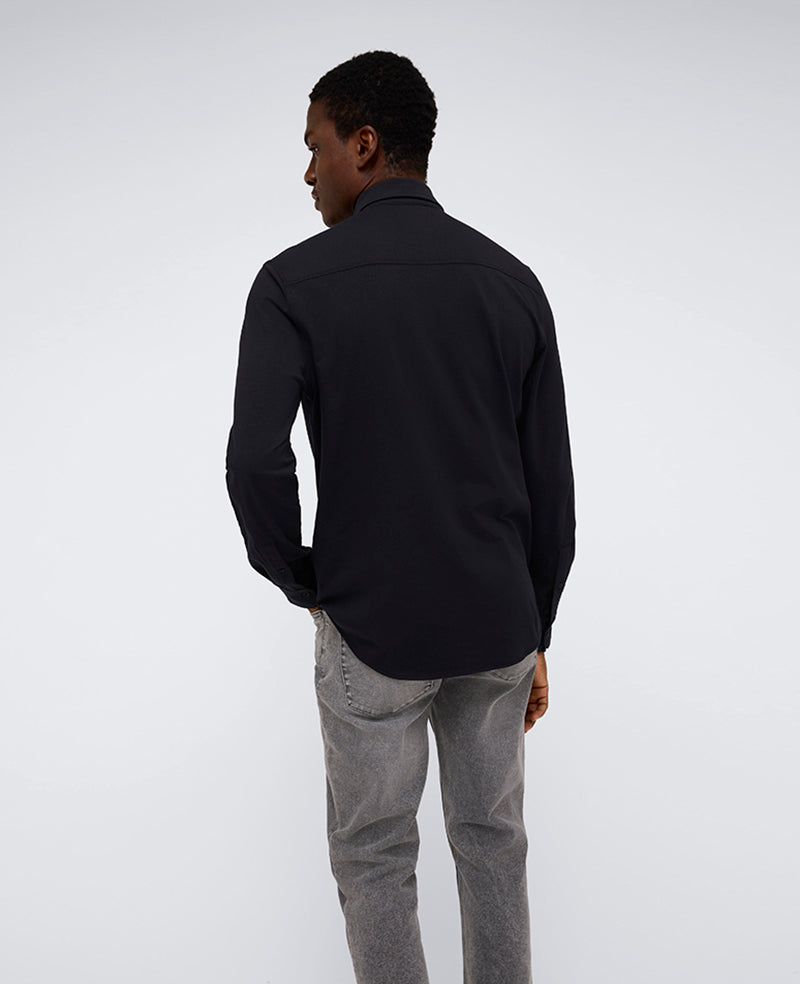 Kenneth Cole Reaction Clothing Long Sleeve Button Down Stretch Shirt with Pocket camicia nera stretch