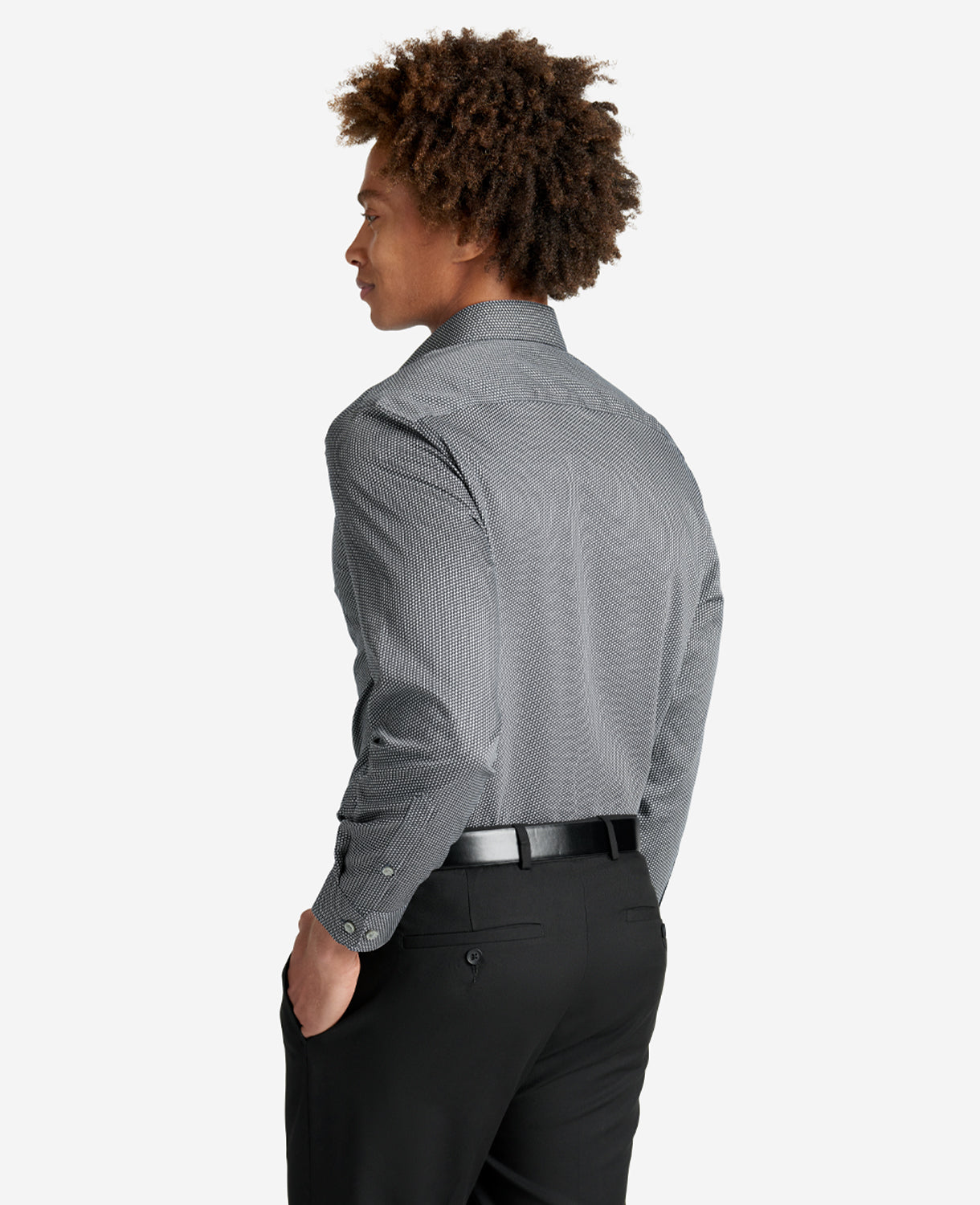 Kenneth Cole Reaction Clothing Slim-Fit Button-Down Stretch Dress Shirt with TEK FIT camicia nera