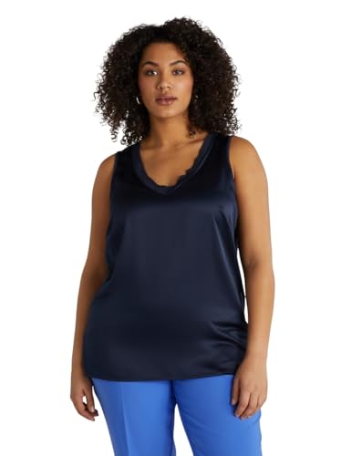 Fiorella Rubino Top e t-shirt Top in Due Tessuti con Scollo a V Blu S Plus