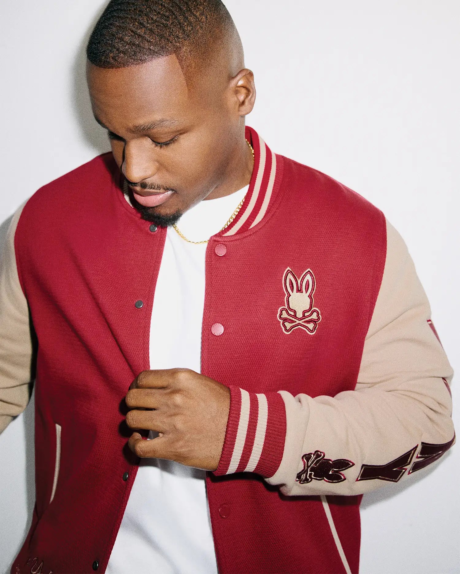Psycho Bunny Jackets Men's Reilly Varsity Bomber Jacket bomber rosso