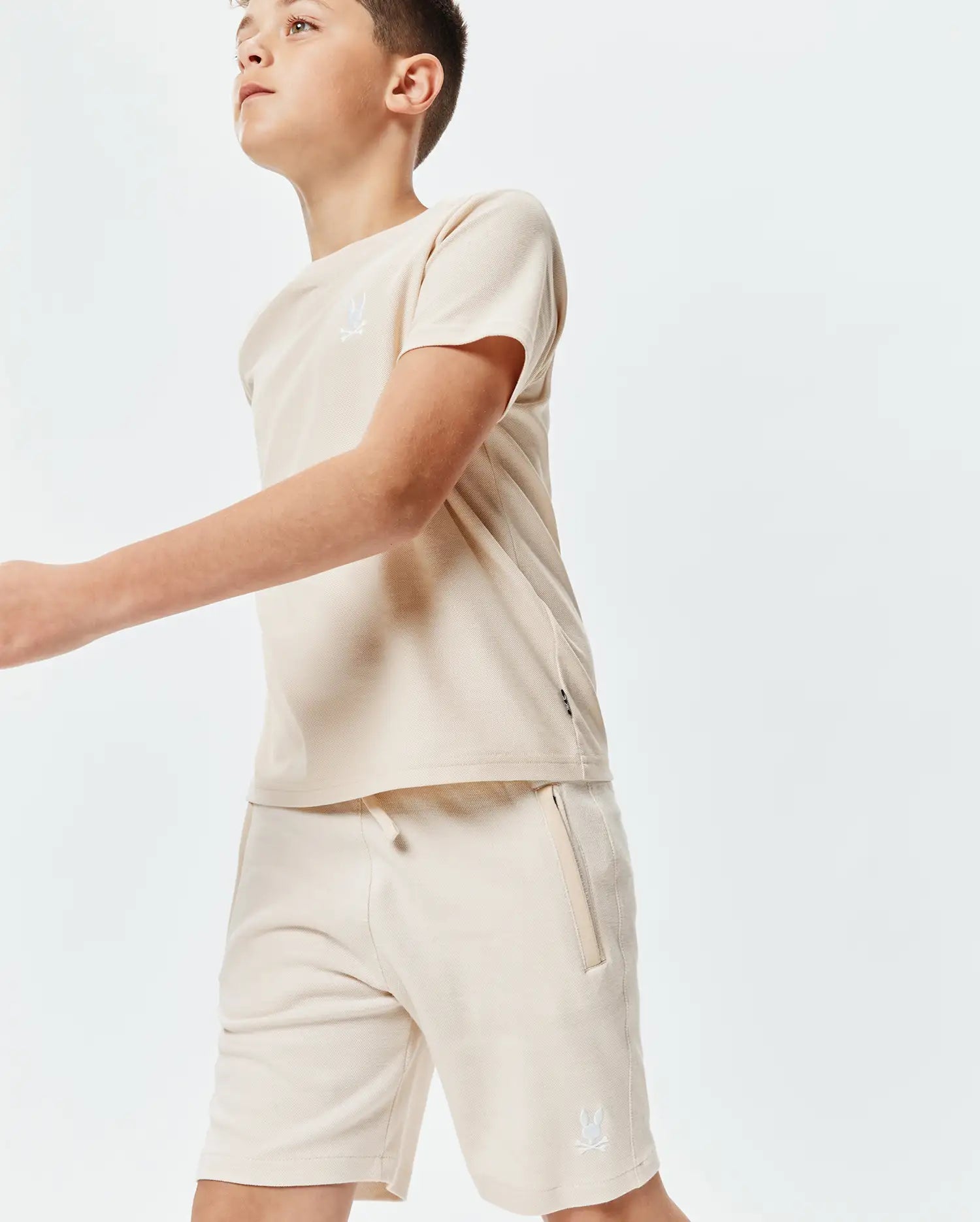 Psycho Bunny Kids Bottoms Keith short bambino beige in cotone