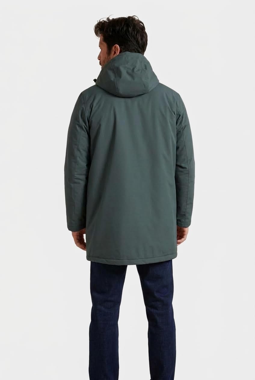 Damart Thermolactyl parka uomo grigio cachi taglia L impermeabile