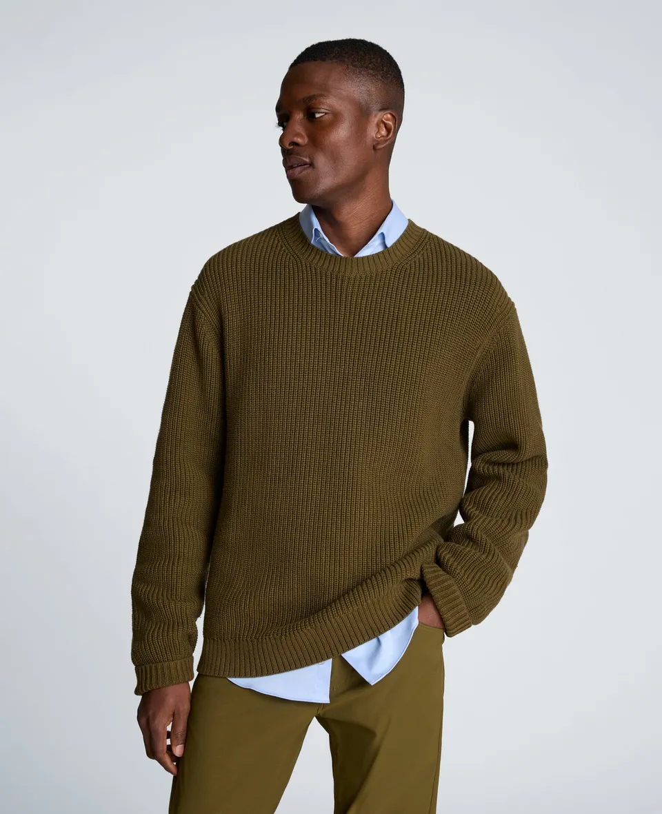 Kenneth Cole Reaction Clothing Chunky Oversized Sweater maglione verde oliva S/M-L