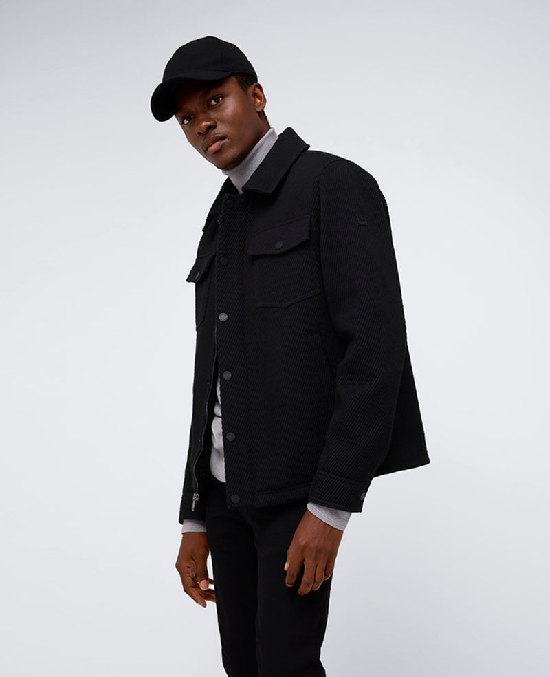 Kenneth Cole Reaction Clothing Heavyweight Twill Trucker Jacket giacca nera