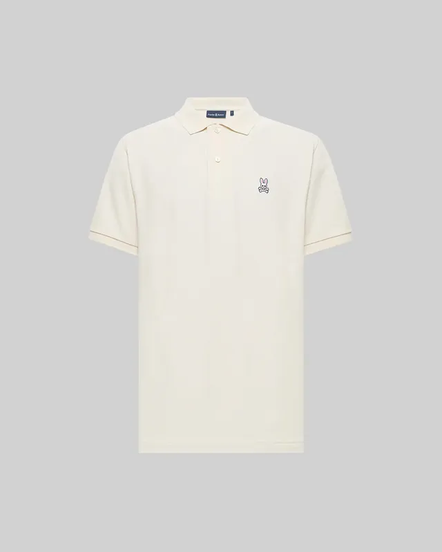 Psycho Bunny Men's Polos B6K001F200 polo White Cap Gray cotone Pima