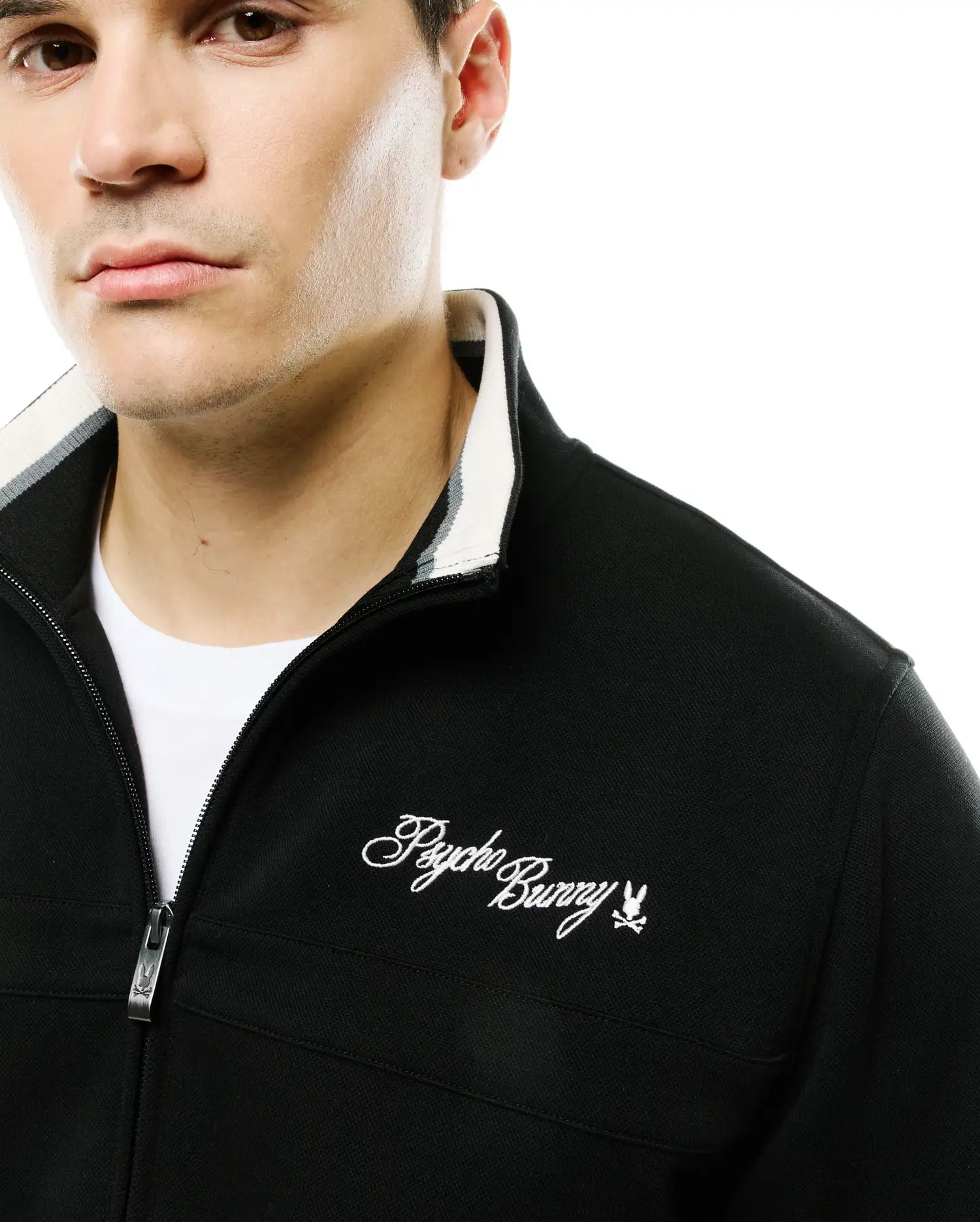 Psycho Bunny Jackets MEN'S JACQUES PIQUE TRACK JACKET giacca nera XXS-XXXL piquet