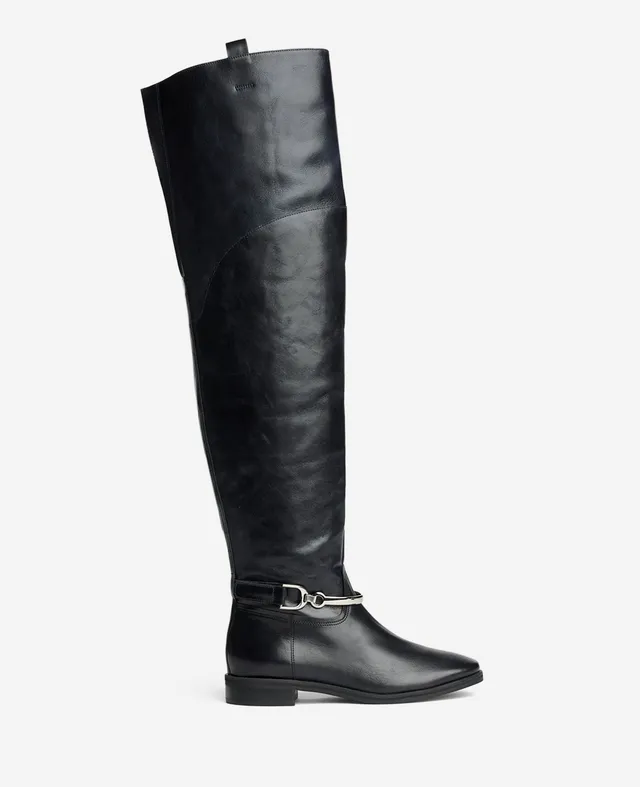 Kenneth Cole Reaction Maza Leather Riding Boot stivali neri sopra il ginocchio