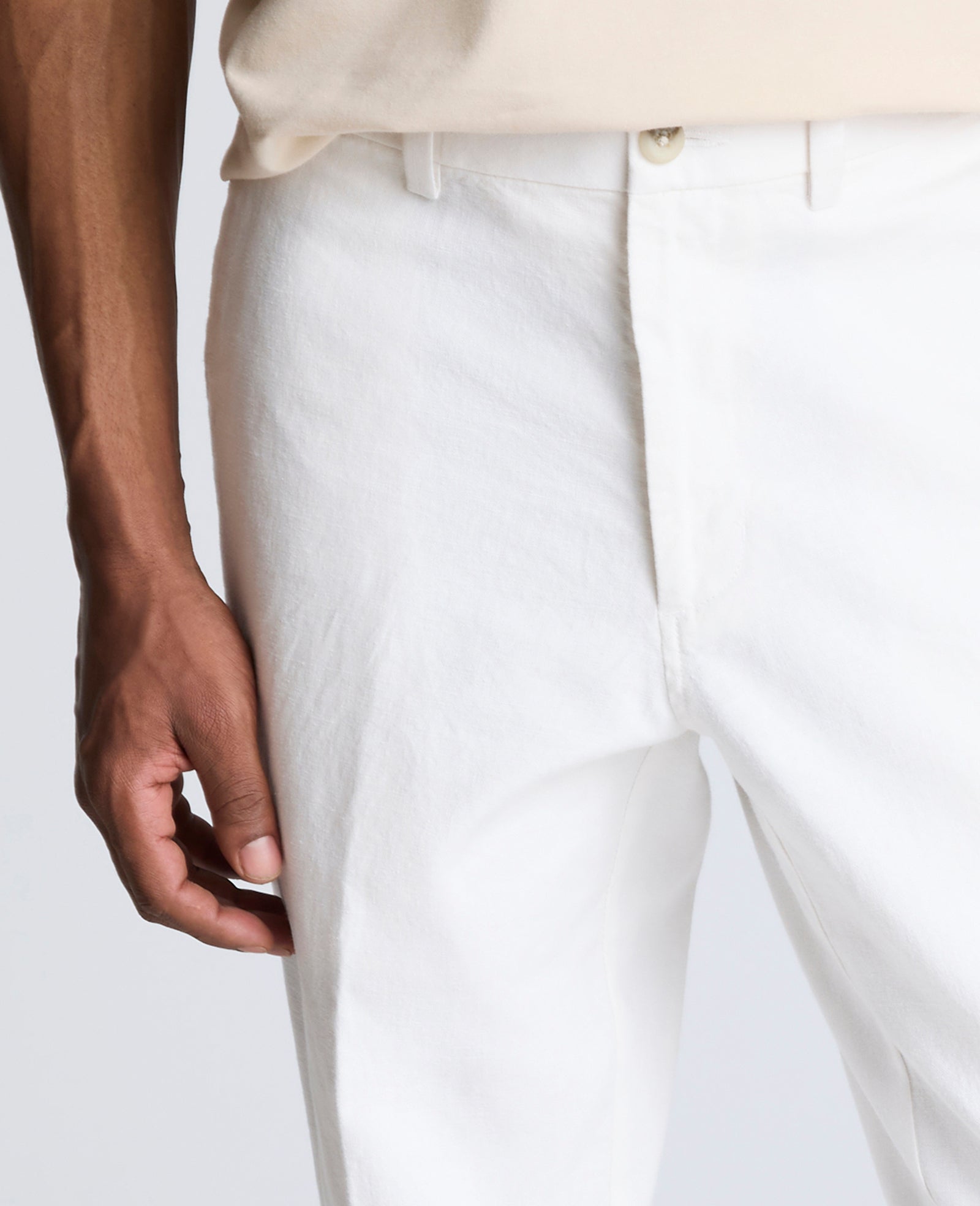 Kenneth Cole Reaction Clothing Linen Blend Slim Fit Flat Front Chino Pant pantaloni chino bianchi 29/30 lino-cotone