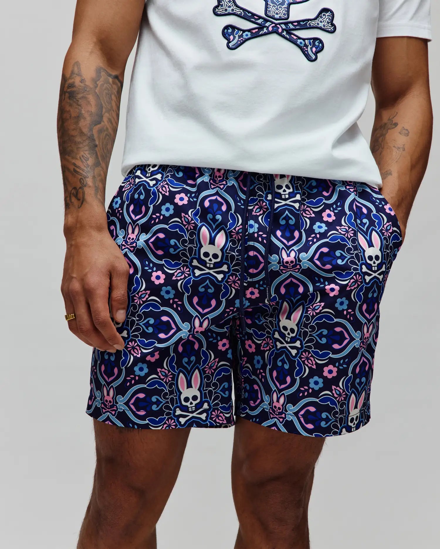 Psycho Bunny Men's Swimwear Luke Swim Trunk 6 costume blu paisley