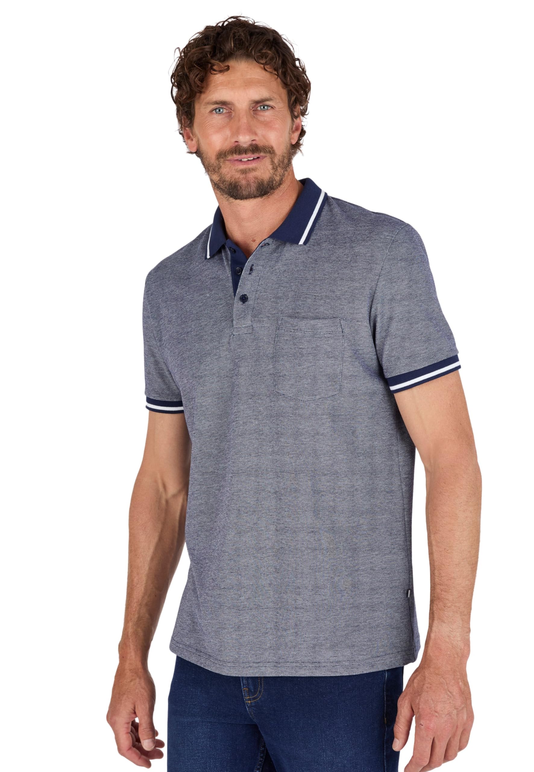 Damart Prêt-à-porter Polo a Manica Corta in Maglia Piquata Uomo M Verde Melange
