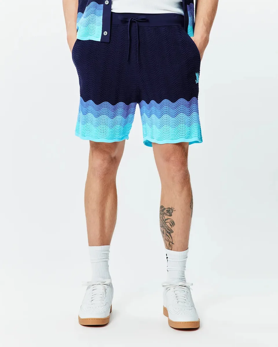 Psycho Bunny Men's Shorts Holden Knit Short 6" pantaloncini blu cotone