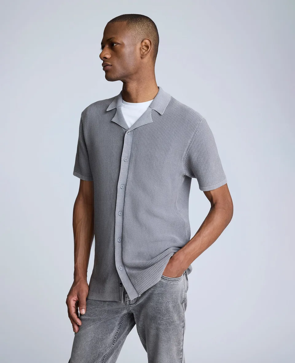 Kenneth Cole Reaction Sweater Shirt camicia grigia in cotone