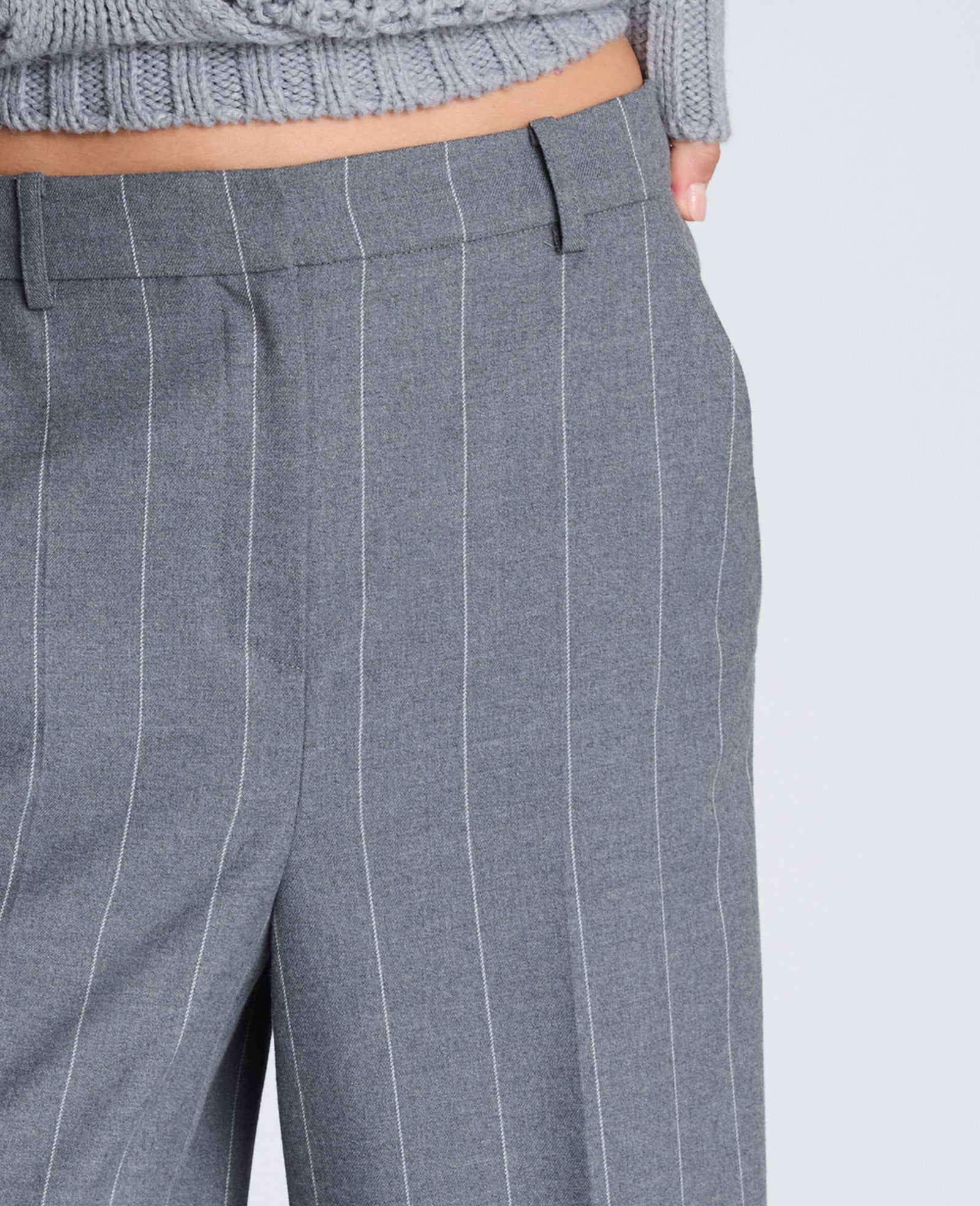 Kenneth Cole Reaction Clothing Fly Front High Rise Wide Leg Pant pantaloni a vita alta grigio mélange