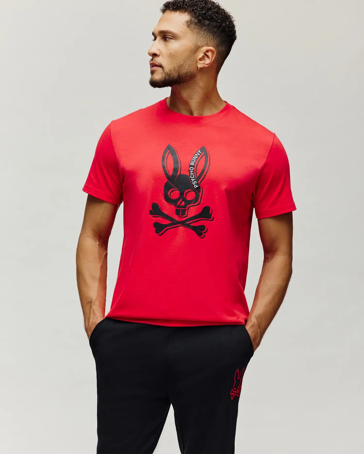 Psycho Bunny Men's Tees Serge Embroidered Bunny Graphic Tee T-shirt Bittersweet