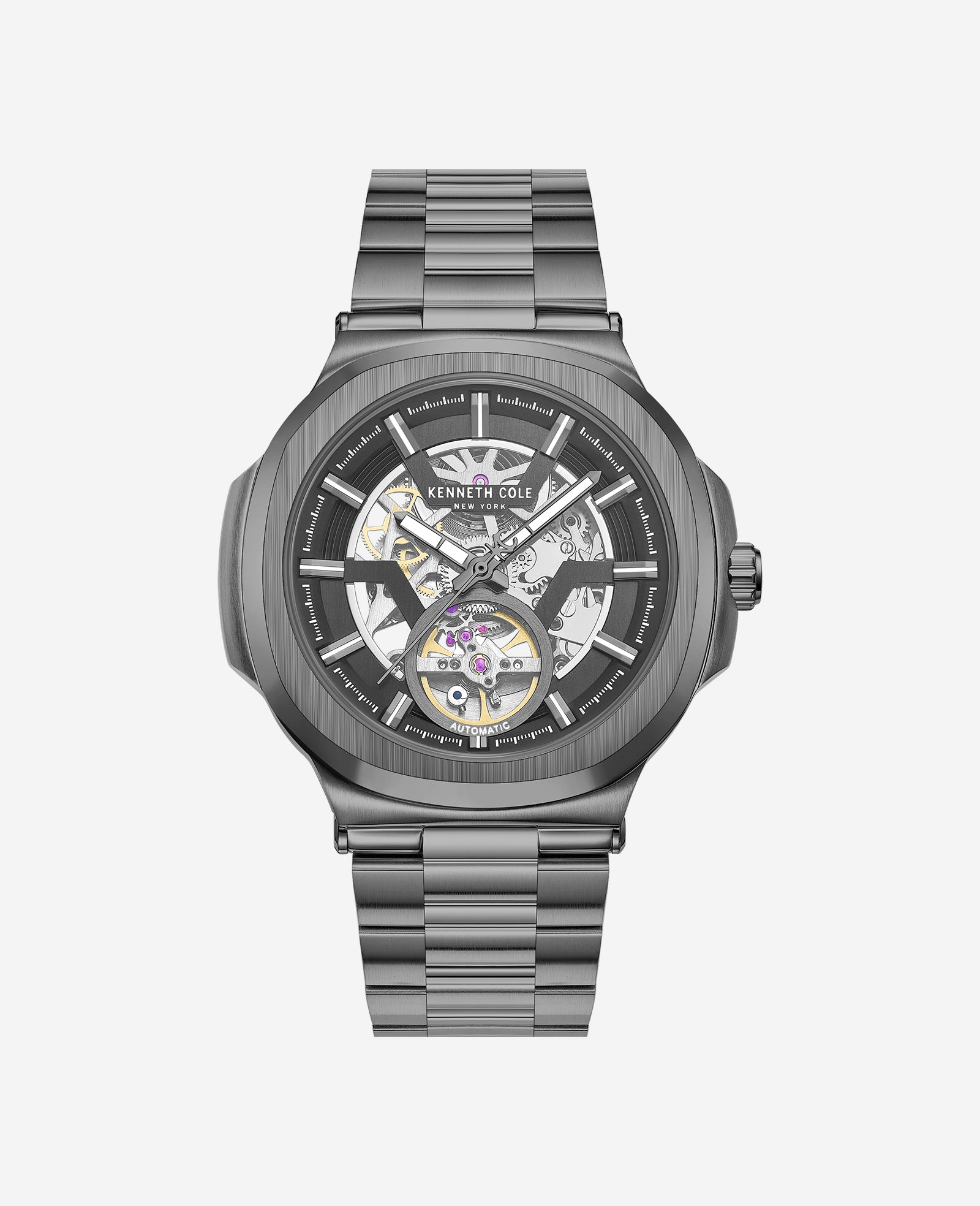Kenneth Cole Reaction Watches Skeleton Automatic Bracelet Watch orologio grigio scuro automatico