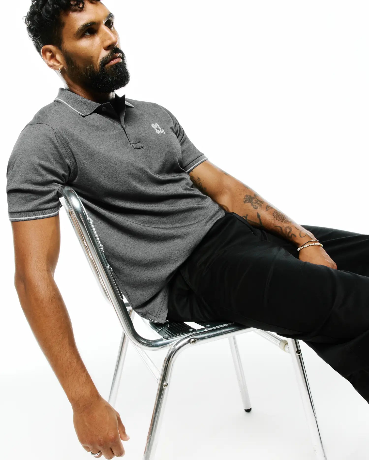 Psycho Bunny Men's Polos Joji Performance Polo polo Heather Storm slim fit