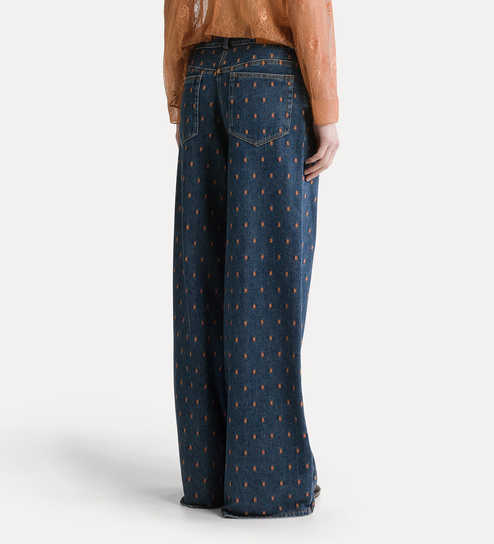 Forte pantaloni embroidered 5-pocket trousers indigo ricamati