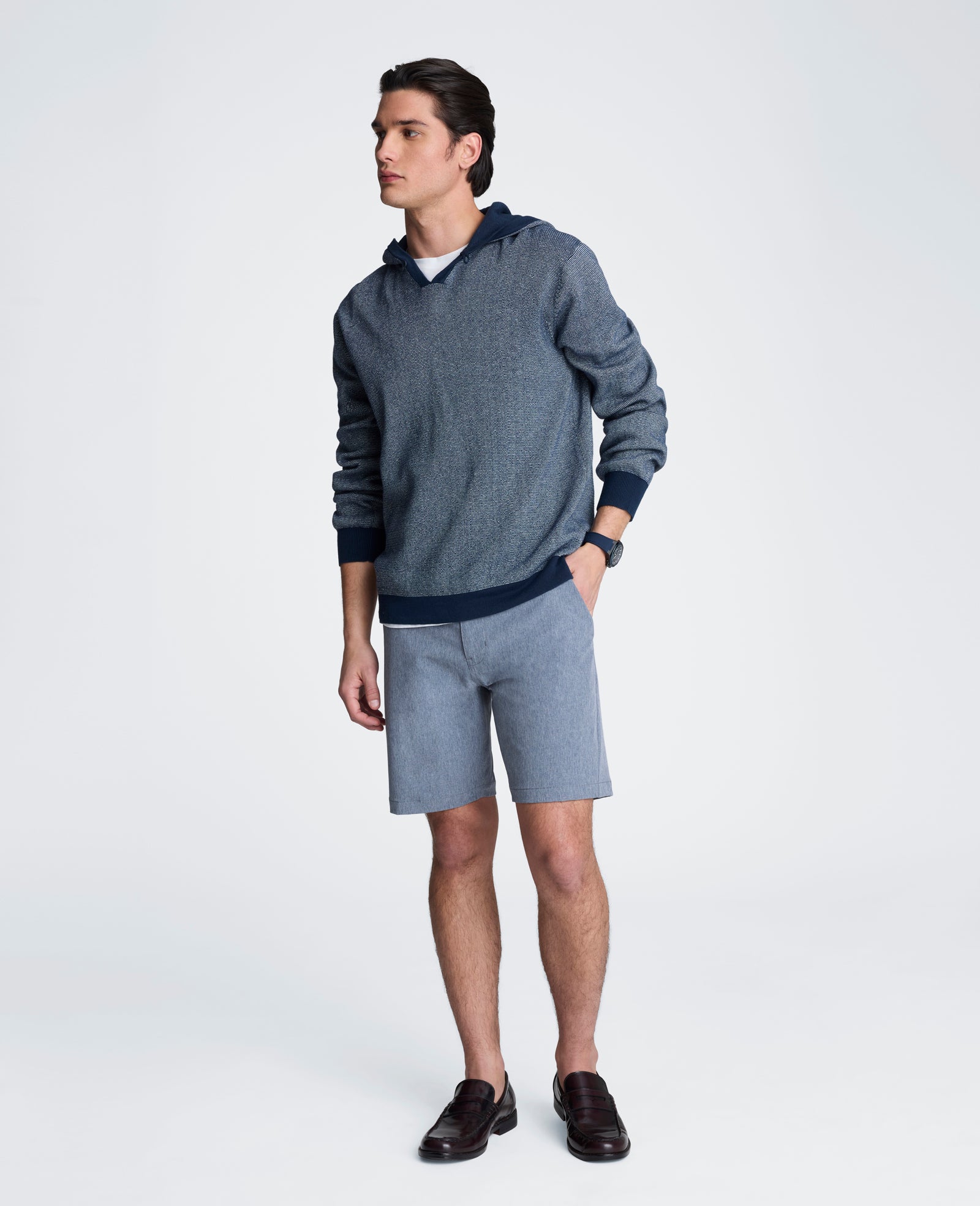 Kenneth Cole Reaction Clothing Sweater Hoodie felpa blu e bianca in cotone