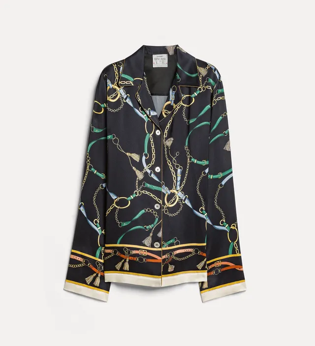 Forte camicie pyjama shirt with “the crown” placed print camicia nera