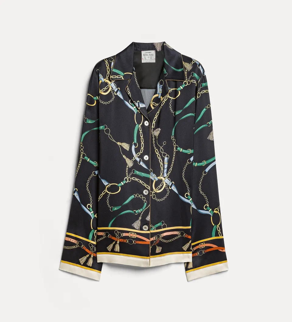 Forte camicie pyjama shirt with “the crown” placed print camicia nera