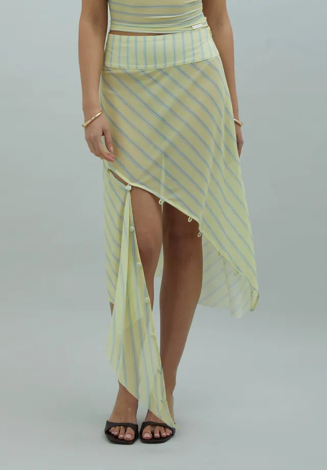 House Of Sunny Women's Skirts Striped Mesh Asymmetric Skirt gonna a righe UK 6–18 mesh