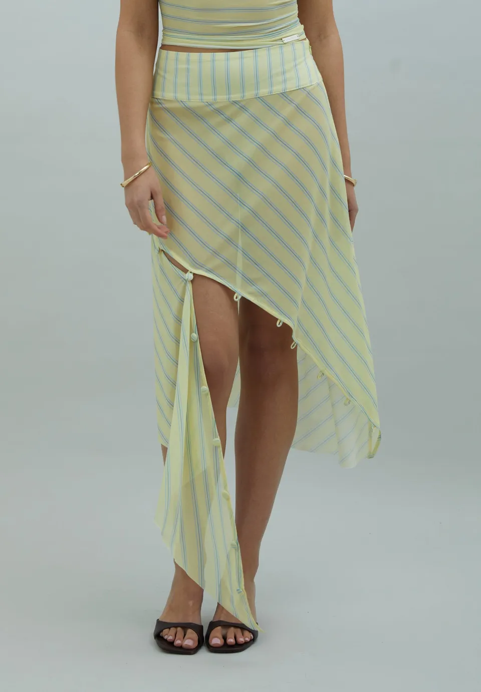 House Of Sunny Women's Skirts Striped Mesh Asymmetric Skirt gonna a righe UK 6–18 mesh