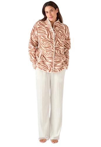 Damart Prêt-à-porter giacca termica in maglia pecora donna marrone stampata XS 34-36
