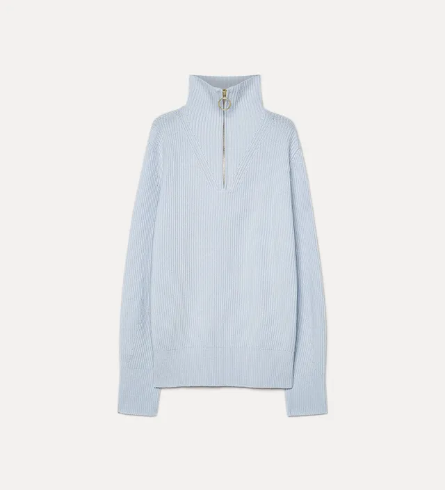 Forte maglieria wool and cashmere half-zip jumper maglione azzurro