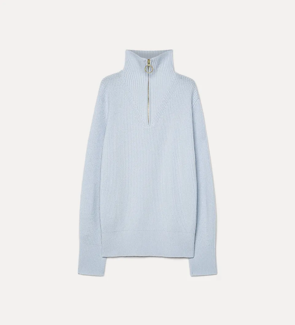 Forte maglieria wool and cashmere half-zip jumper maglione azzurro