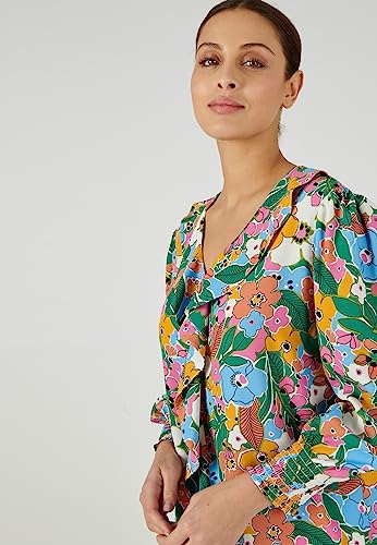 Damart Prêt-à-porter Blusa stampata con volant 42 in viscosa