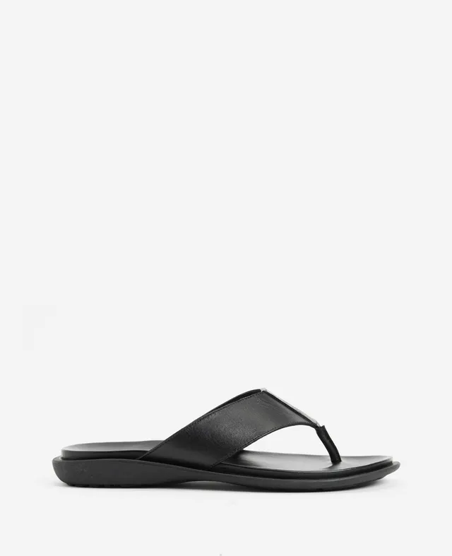 Kenneth Cole Reaction Shoes Sand Leather Thong Sandal sandalo nero in pelle