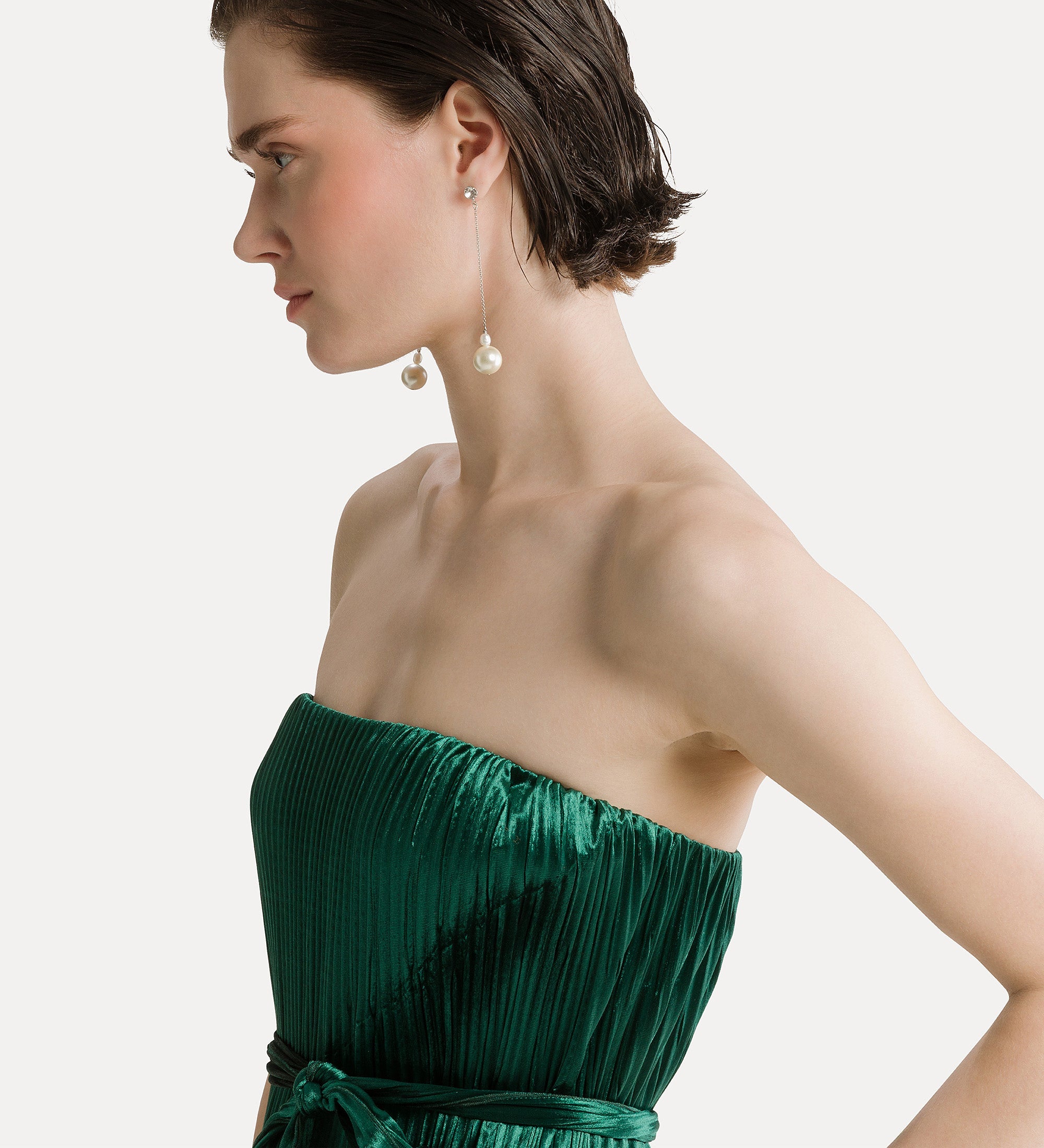 Forte abiti Plissé Column Dress abito jade in jersey effetto velluto