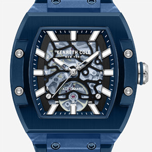 Kenneth Cole Reaction Watches Skeleton Automatic Blue Silicone Strap Watch orologio blu taglia unica