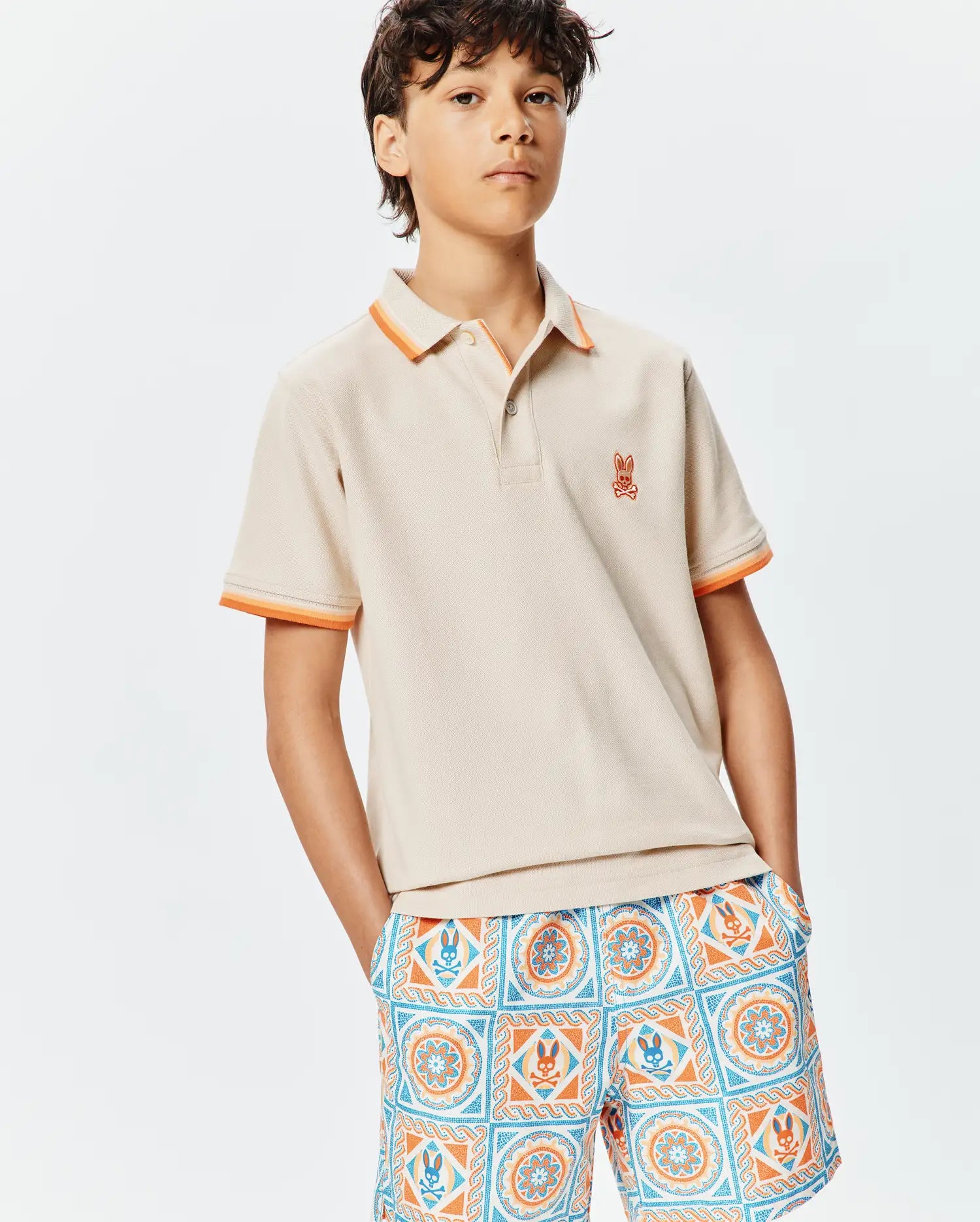 Psycho Bunny Kids Polo Shirts KIDS HOLDEN PIQUE POLO polo beige 254 cotone Pima