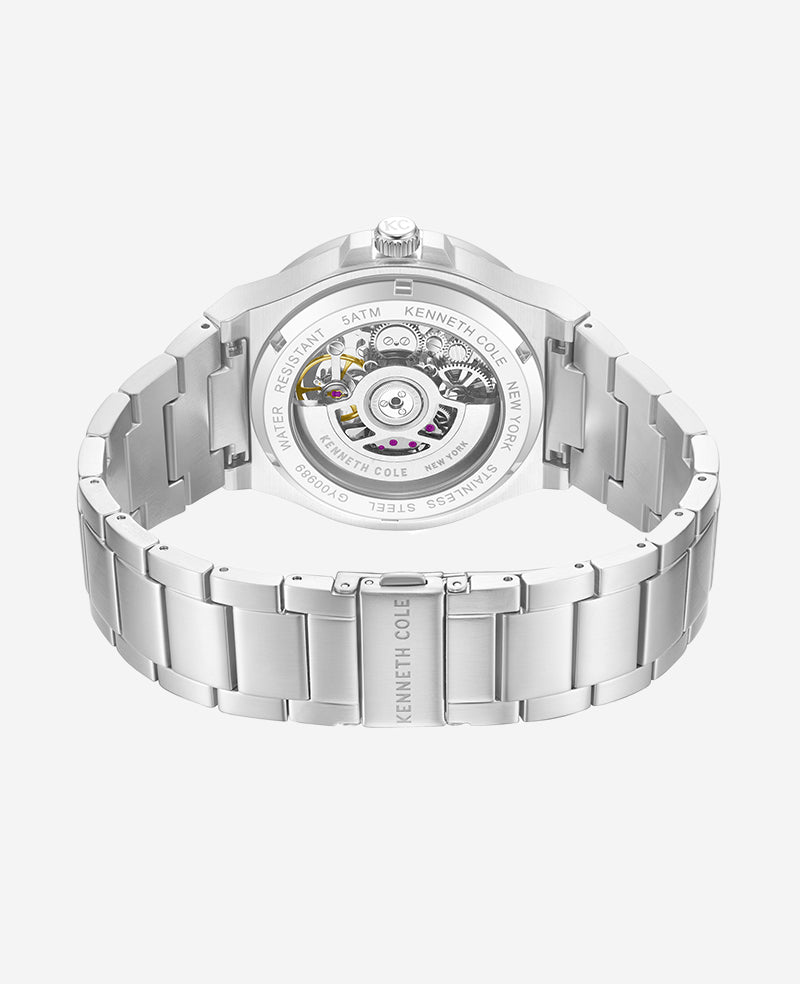 Kenneth Cole Reaction Watches Skeleton Automatic orologio argento 5ATM