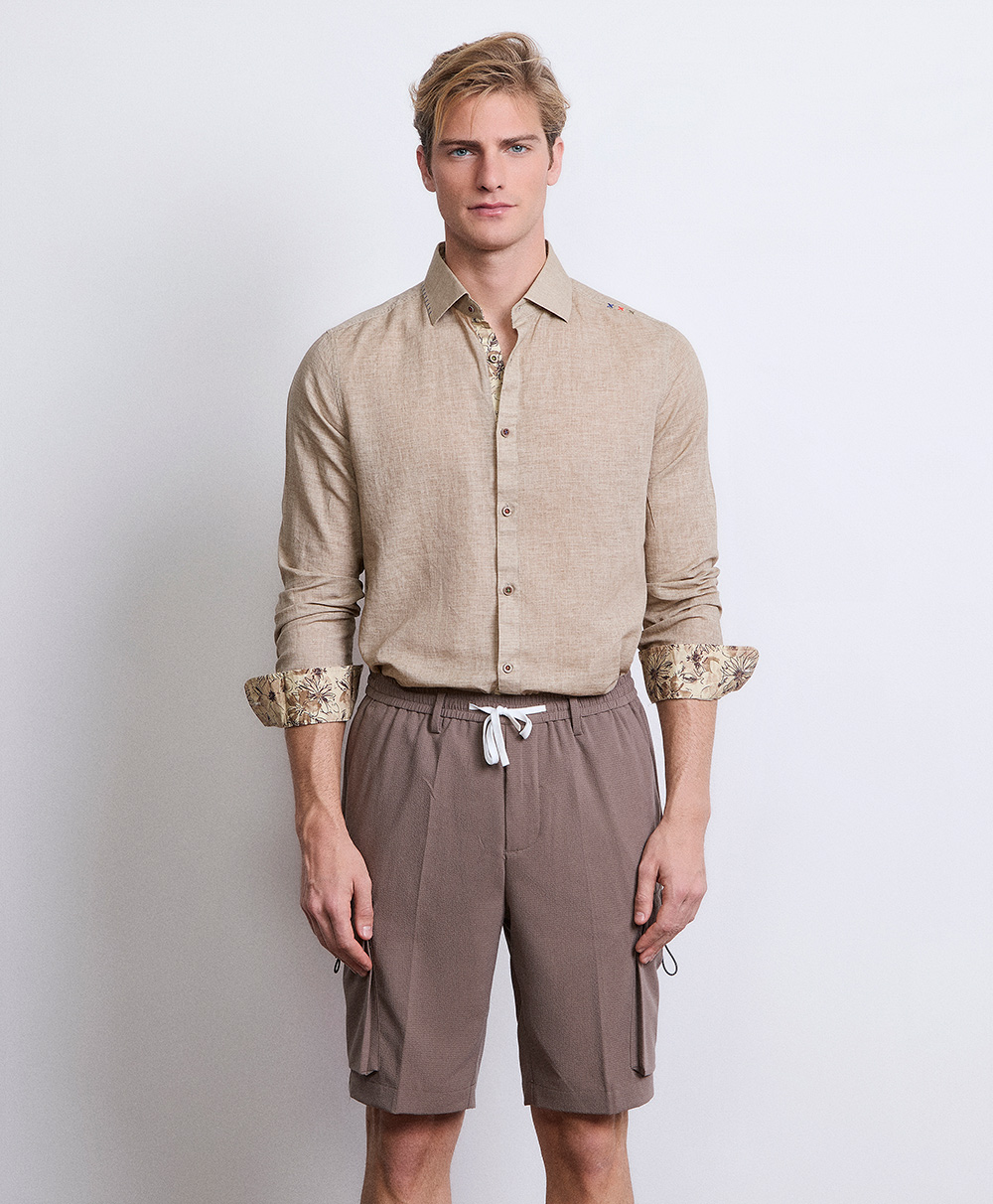 Markup Uomo Camicie Camicia collo francese in lino maltinto