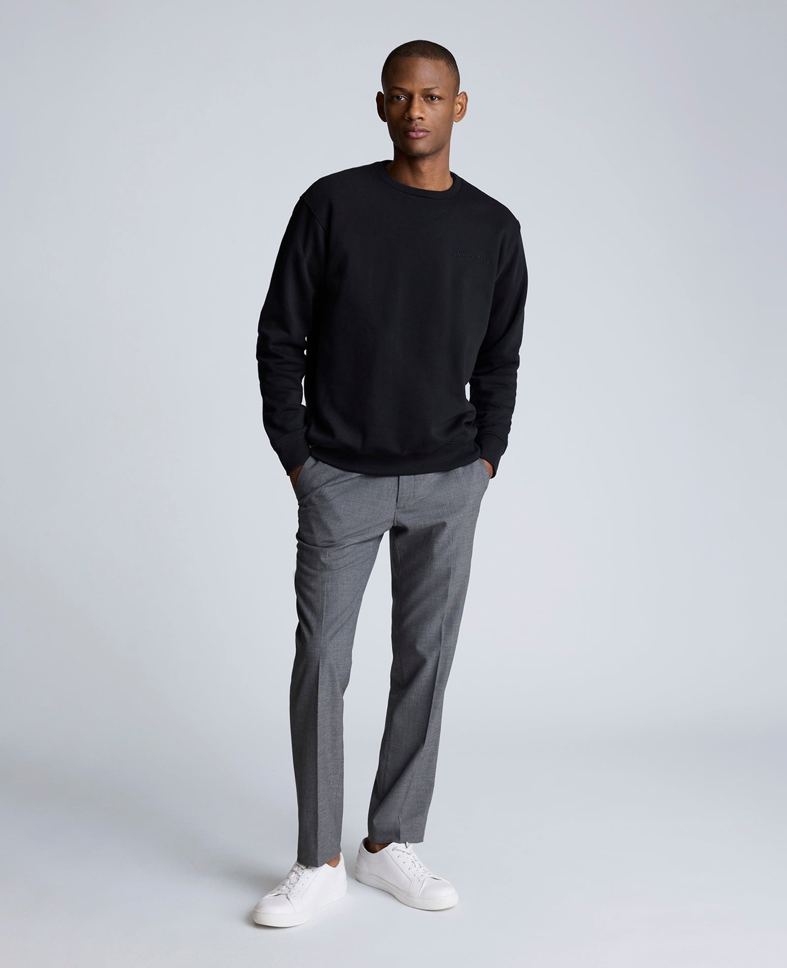 Kenneth Cole Reaction Kenneth Cole Embroidered Logo Sweatshirt felpa nera S cotone