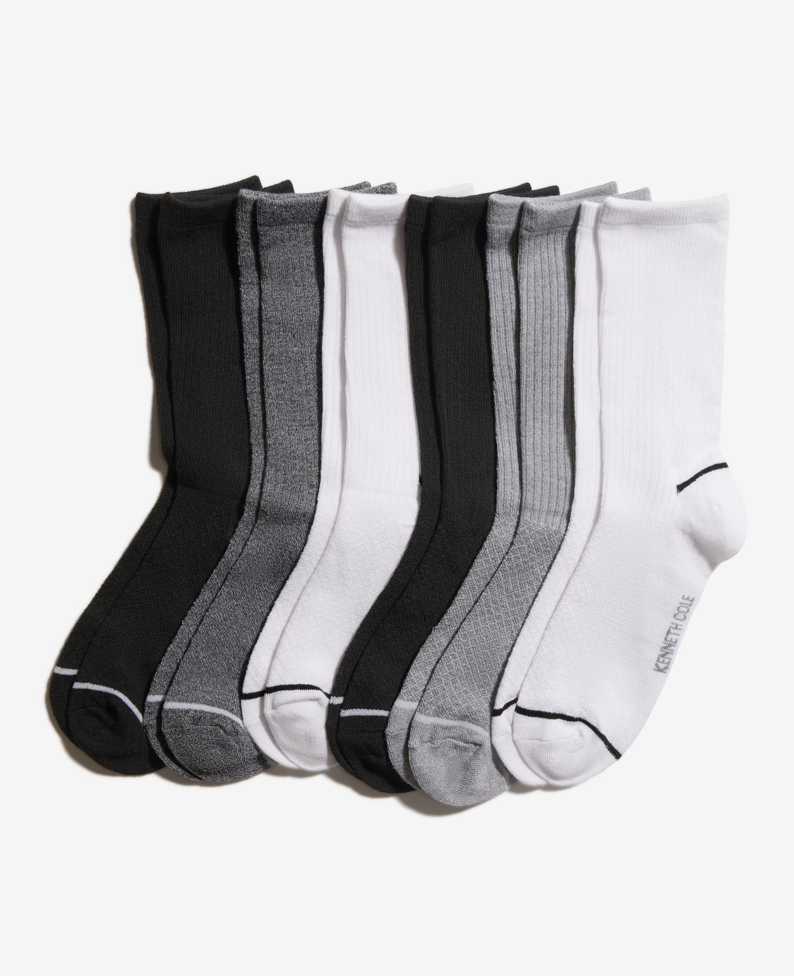 Kenneth Cole Reaction Clothing Fine Rib-Diamond Texture Crew Socks 6-Pack calzini bianchi