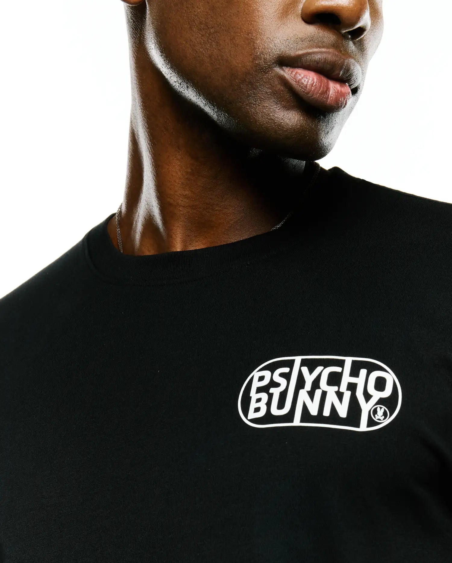 Psycho Bunny Men's Tees Dariel Long Sleeve Graphic Tee nera cotone Pima