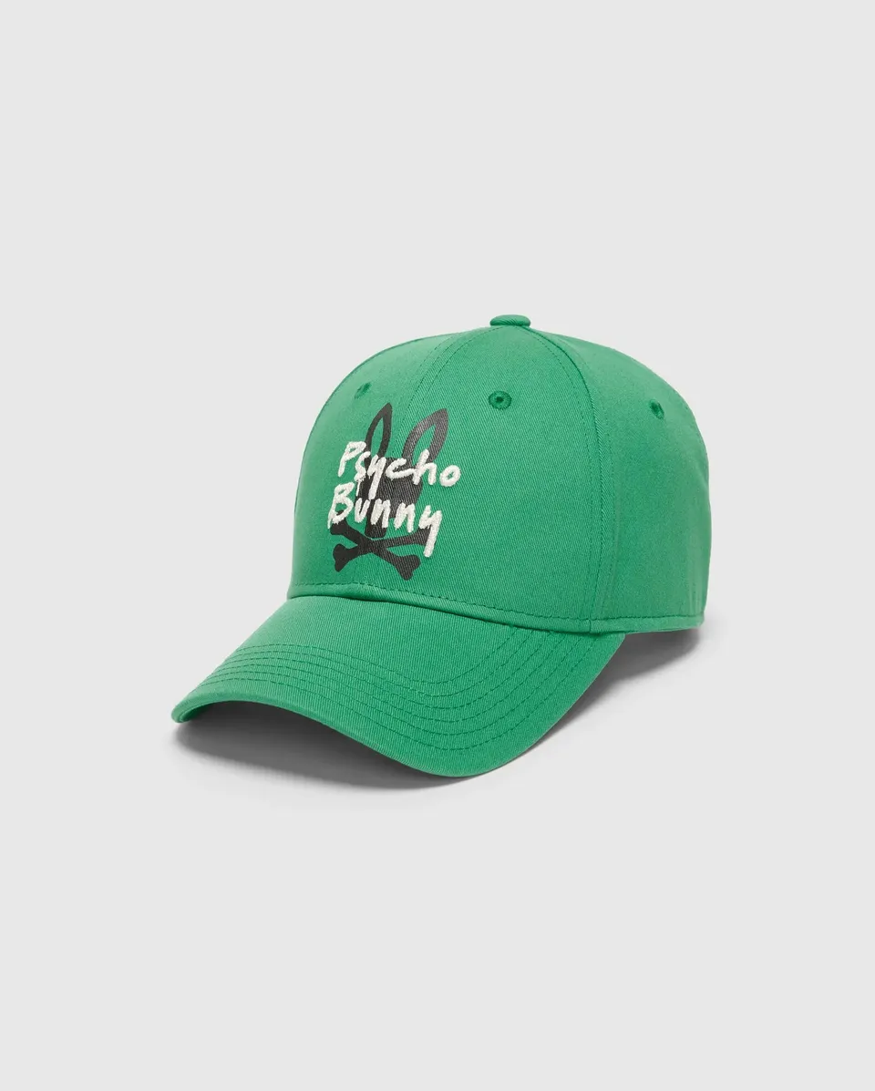 Psycho Bunny Accessories Duncan cappellino baseball verde cotone