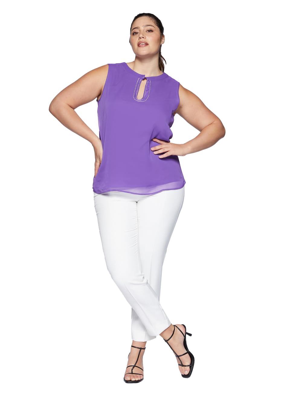 Fiorella Rubino Top e t-shirt Top con Ricamo Curvy Size Primavera Estate 2024 L Plus strass