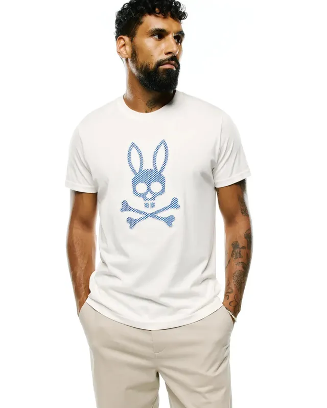 Psycho Bunny Men's Tees Stan Pima Cotton Graphic Tee maglietta Ecru XXS-XXXL cotone Pima