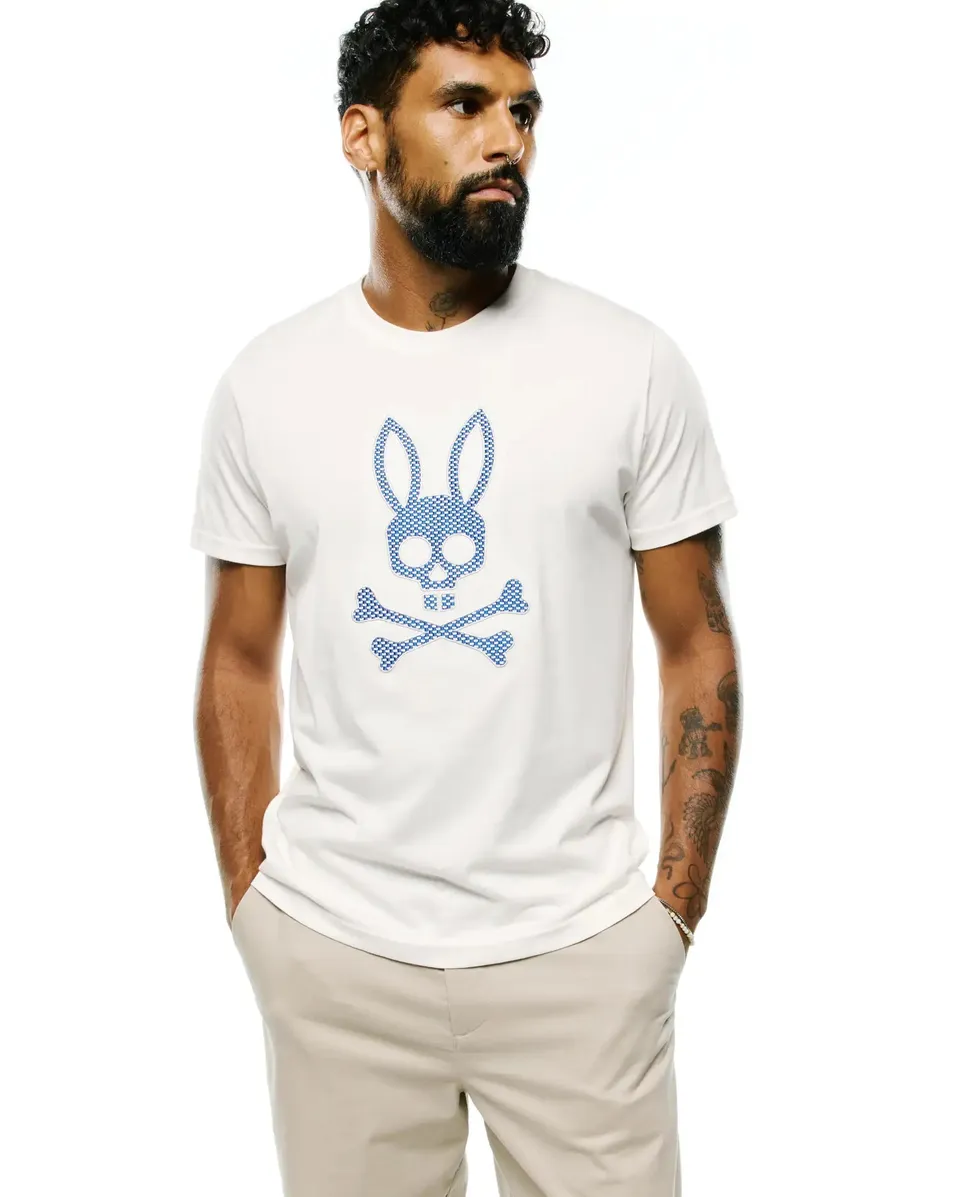 Psycho Bunny Men's Tees Stan Pima Cotton Graphic Tee maglietta Ecru XXS-XXXL cotone Pima