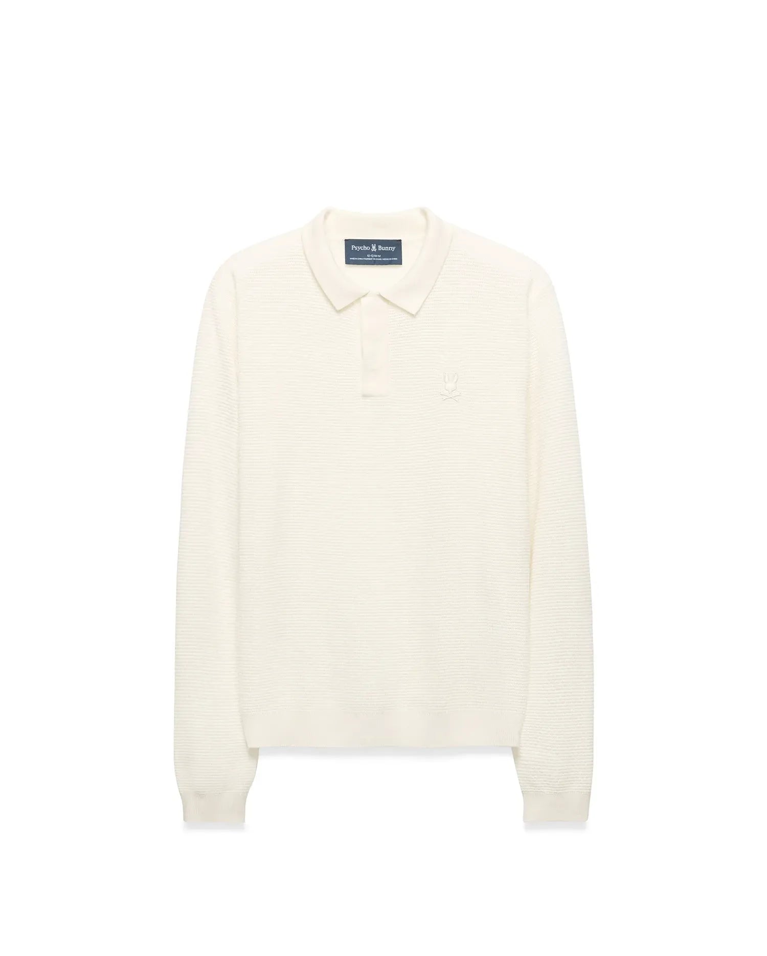 Psycho Bunny Kids Polo Shirts KIDS' LEROY LONGSLEEVE KNIT POLO - KT0100120 polo bianca taglie 2T-XL/18-20 in seta