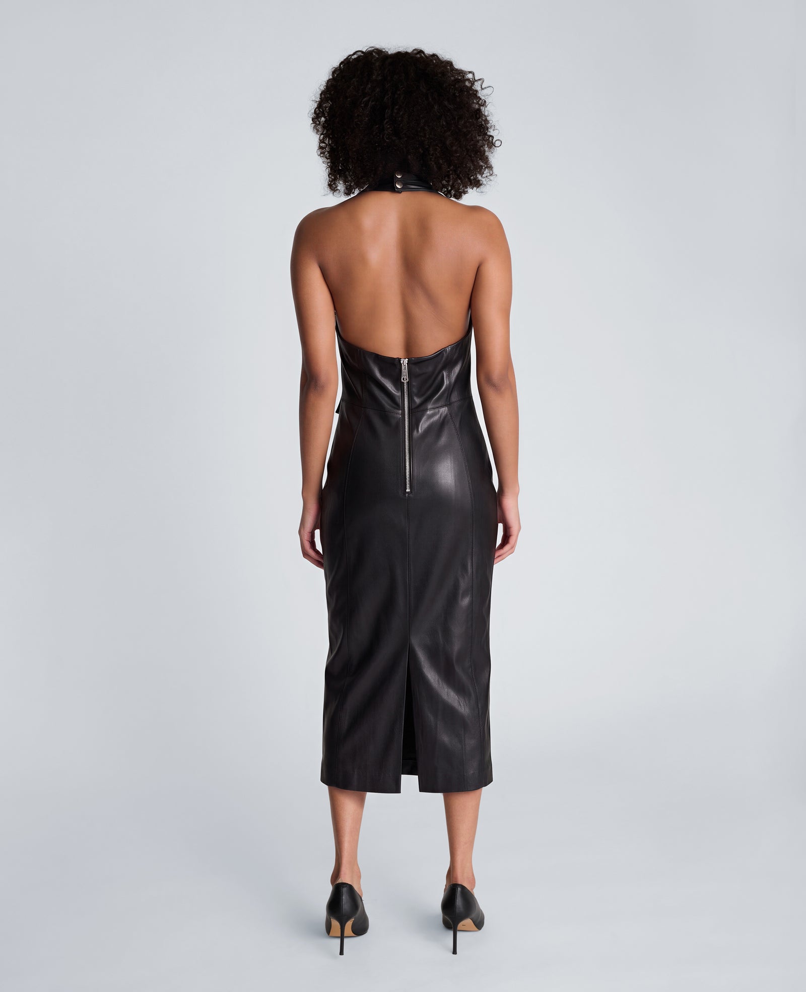 Kenneth Cole Reaction Clothing Halter Neck Draped Midi Dress vestito nero