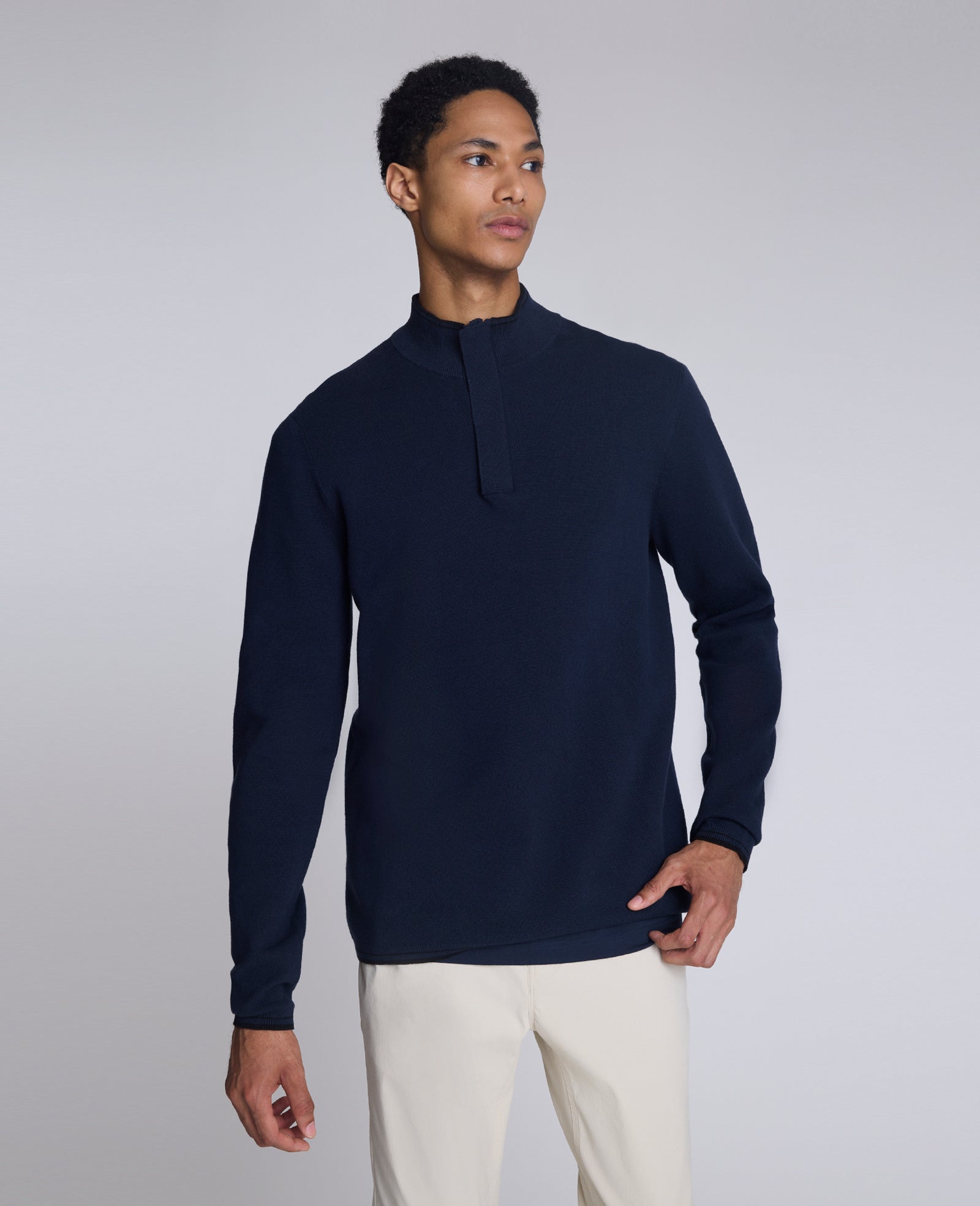 Kenneth Cole Reaction Clothing Quarterzip Pullover Sweater maglione blu navy