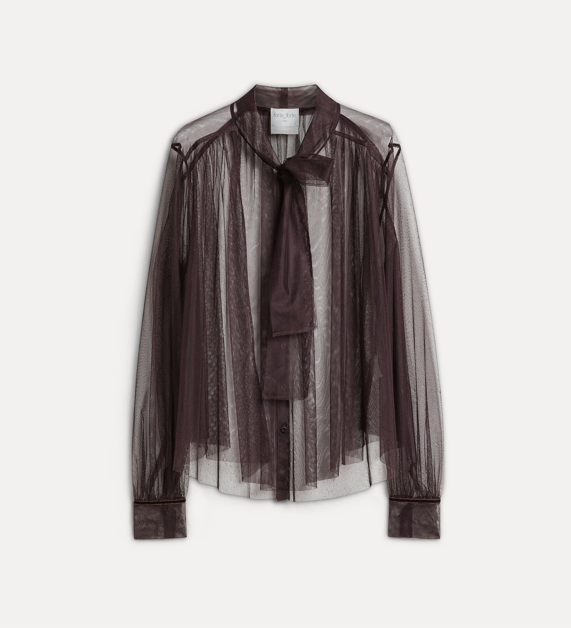 Forte camicie Camicia in tulle con fusciacca marrone