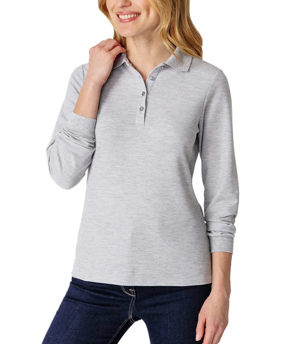 Damart Prêt-à-porter Polo in maglia trapuntata grigio chiaro