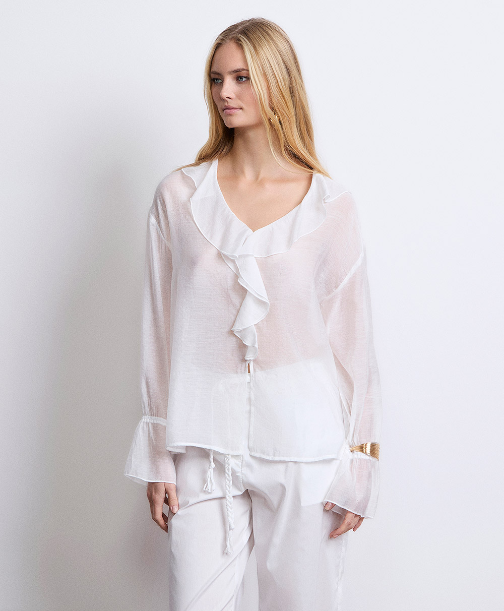Markup Donna Camicie & Bluse Blusa in mussola con rouches blusa