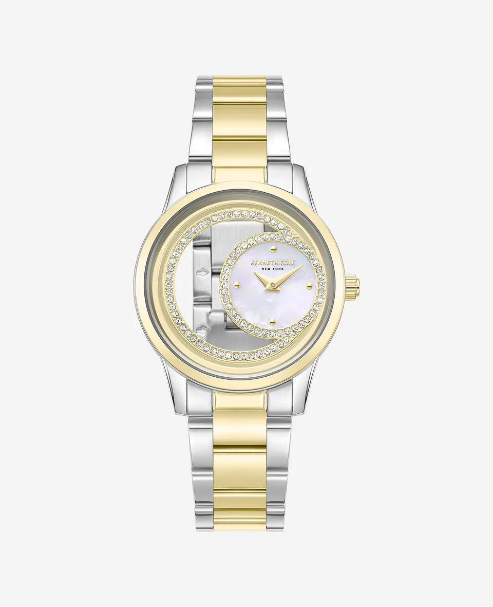 Kenneth Cole Reaction Watches Classic Open Dial MOP Sub Dial Bracelet Watch orologio multicolore taglia unica bracciale bicolore